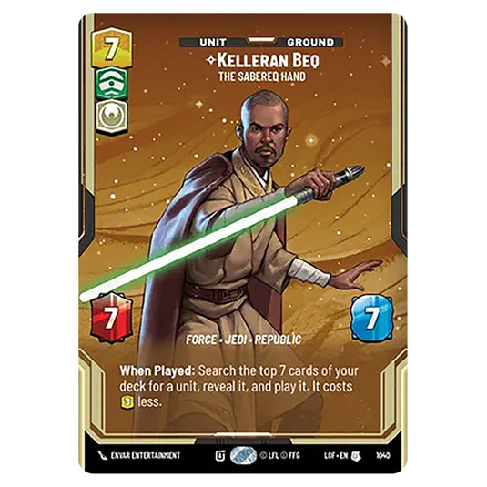 Kelleran Beq The Sabered Hand card from the Star Wars Unlimited set Legends of the Force