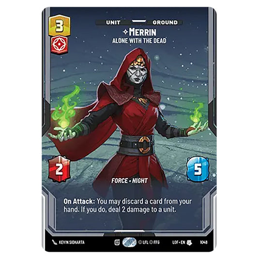 Merrin Alone with the Dead card from the Star Wars Unlimited set Legends of the Force