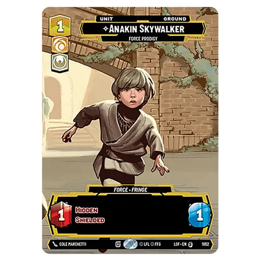 Anakin Skywalker Force Prodigy card from the Star Wars Unlimited set Legends of the Force