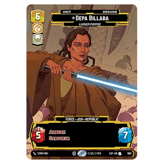Depa Billaba A Higher Purpose card from the Star Wars Unlimited set Legends of the Force