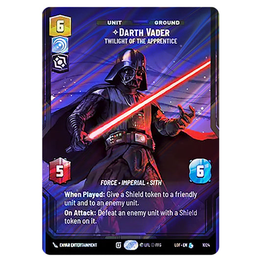Darth Vader Twilight of the Apprentice card from the Star Wars Unlimited set Legends of the Force