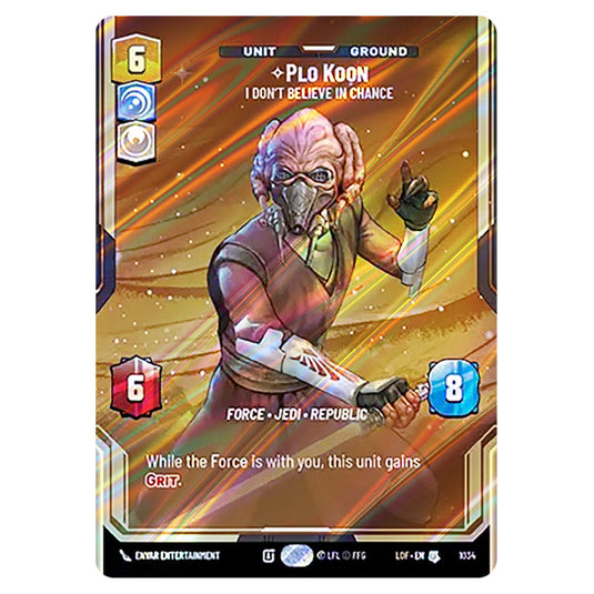 Plo Koon I Don't Believe in Chance card from the Star Wars Unlimited set Legends of the Force