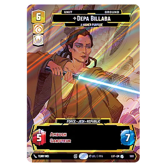 Depa Billaba A Higher Purpose card from the Star Wars Unlimited set Legends of the Force