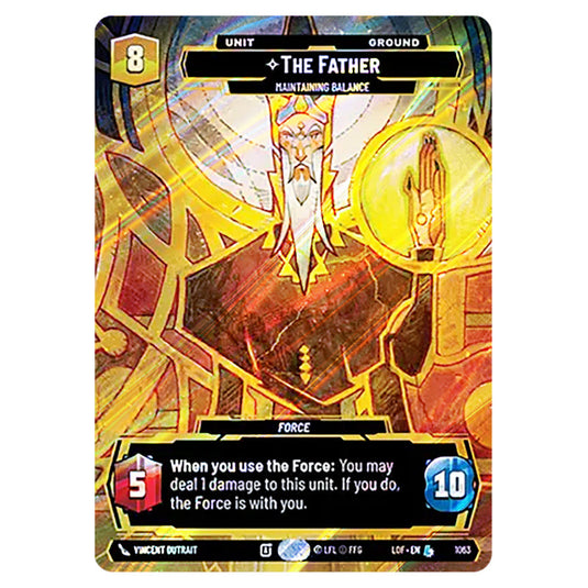 The Father Maintaining Balance card from the Star Wars Unlimited set Legends of the Force