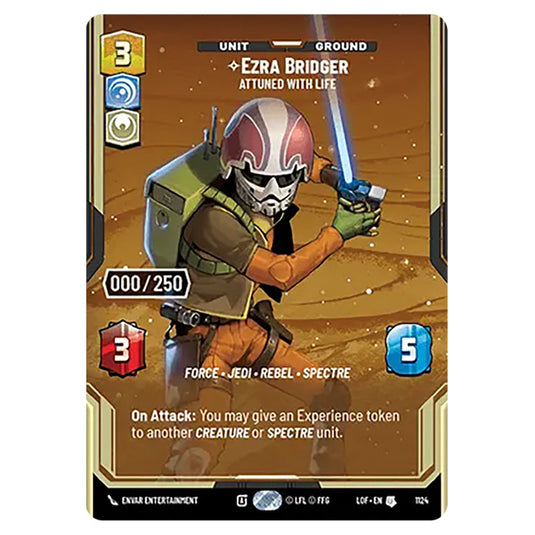 Ezra Bridger Attuned With Life card from the Star Wars Unlimited set Legends of the Force