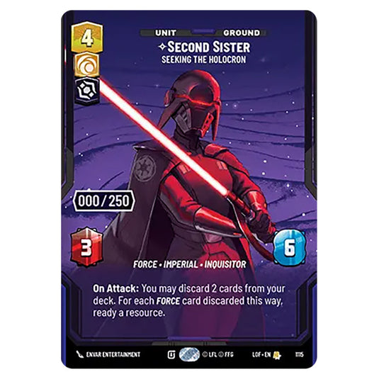 Second Sister Seeking the Holocron card from the Star Wars Unlimited set Legends of the Force