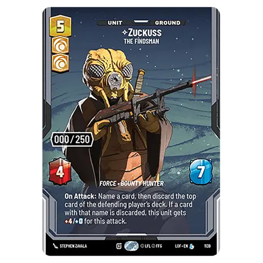 Zuckuss The Findsman card from the Star Wars Unlimited set Legends of the Force