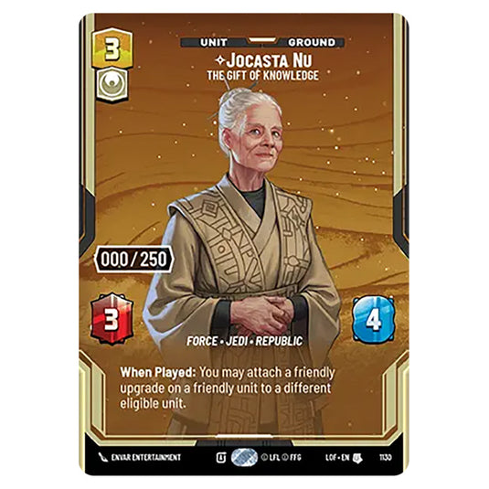 Jocasta Nu The Gift of Knowledge card from the Star Wars Unlimited set Legends of the Force