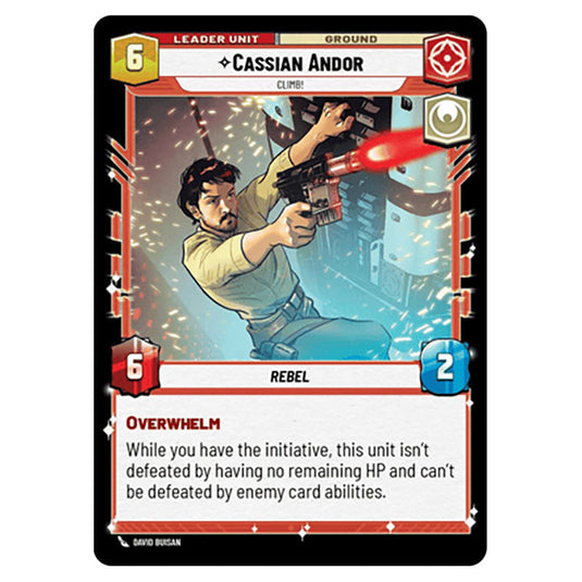 Cassian Andor Climb! card from the Star Wars Unlimited Set Secrets of Power