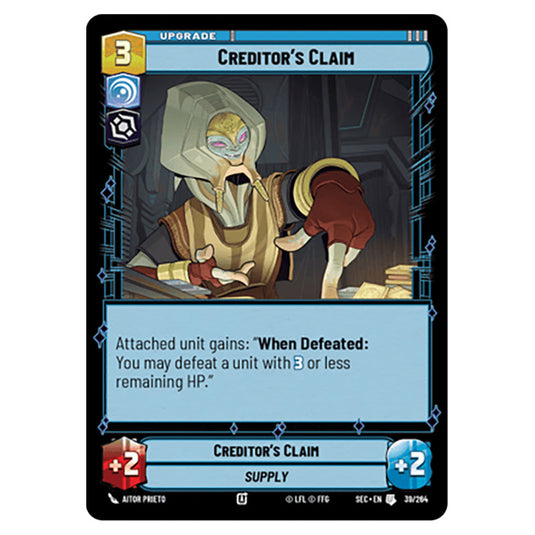 Creditor's Claim card from the Star Wars Unlimited Set Secrets of Power