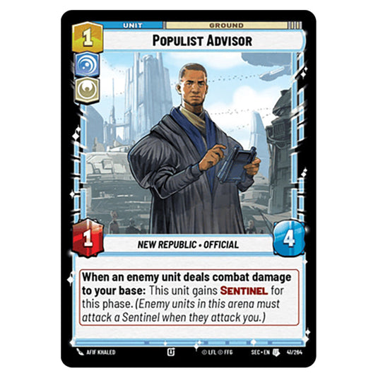 Populist Advisor card from the Star Wars Unlimited Set Secrets of Power