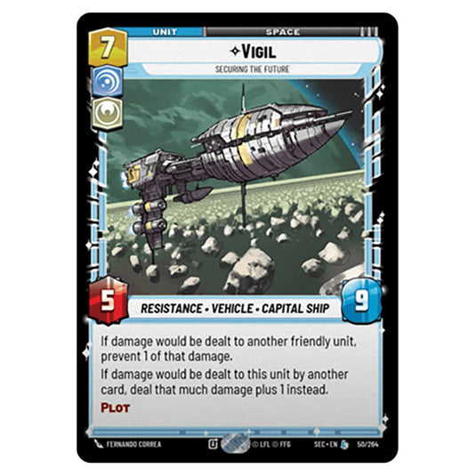 Vigil Securing the Future card from the Star Wars Unlimited Set Secrets of Power
