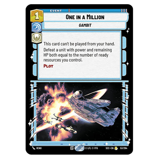 One in a Million card from the Star Wars Unlimited Set Secrets of Power