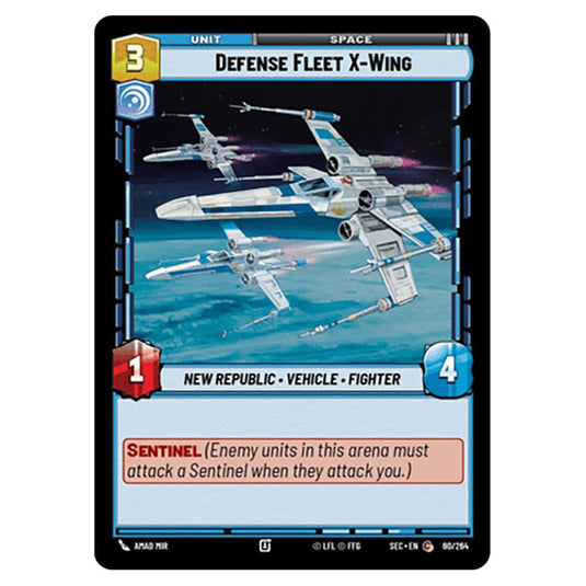 Defense Fleet X-Wing card from the Star Wars Unlimited Set Secrets of Power