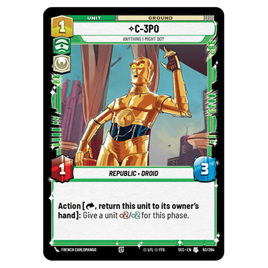 C-3POAnything I Might Do? card from the Star Wars Unlimited Set Secrets of Power