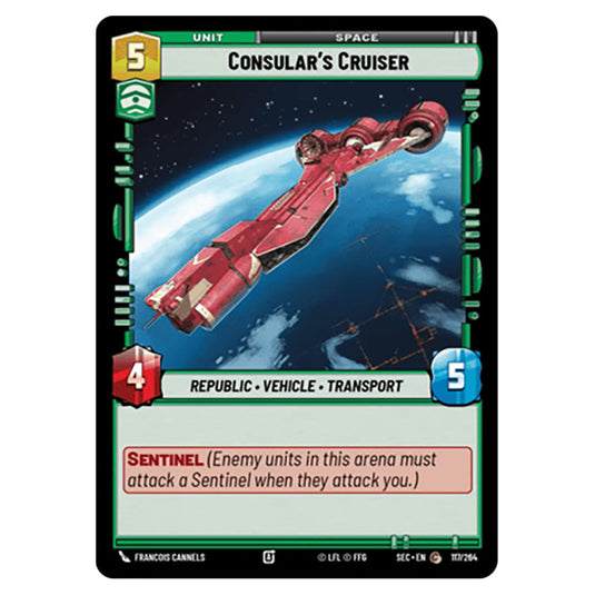 Consular's Cruiser card from the Star Wars Unlimited Set Secrets of Power