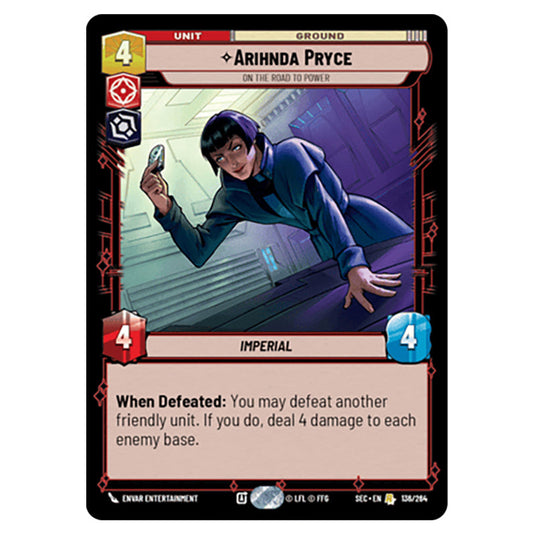 Arihnda Pryce On the Road to Power card from the Star Wars Unlimited Set Secrets of Power