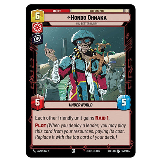 Hondo Ohnaka You Better Hurry card from the Star Wars Unlimited Set Secrets of Power