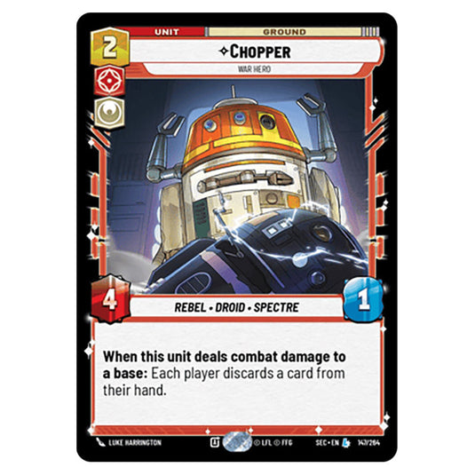 Chopper War Hero card from the Star Wars Unlimited Set Secrets of Power