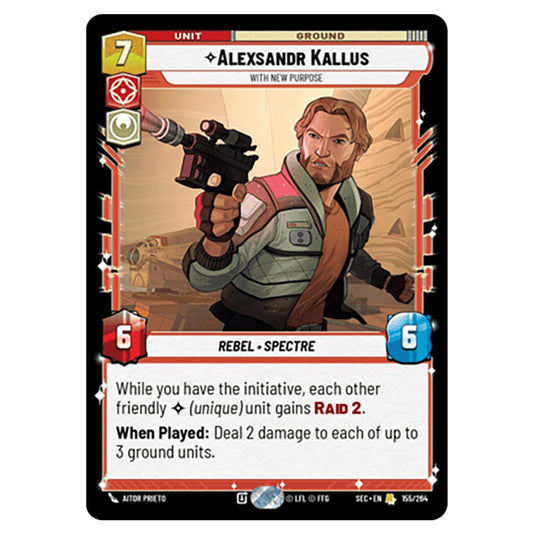 Alexsandr Kallus With New Purpose card from the Star Wars Unlimited Set Secrets of Power