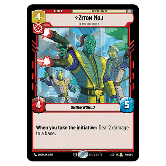 Ziton Moj Black Sun Bully card from the Star Wars Unlimited Set Secrets of Power