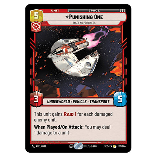 Punishing One Takes No Prisoners card from the Star Wars Unlimited Set Secrets of Power