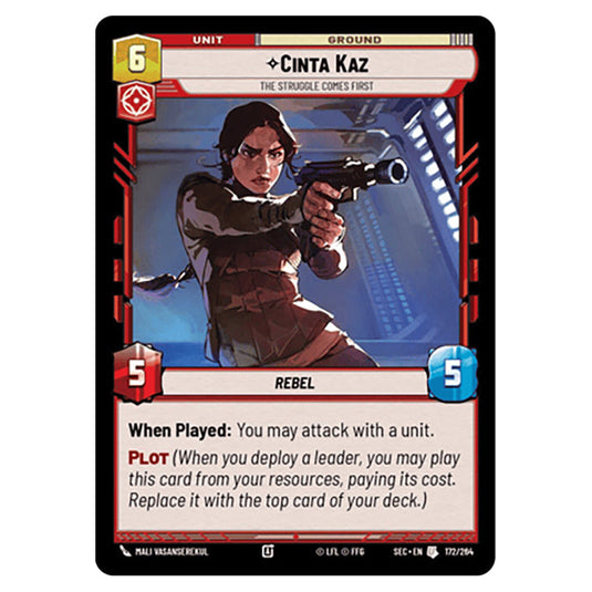 Cinta Kaz The Struggle Comes First card from the Star Wars Unlimited Set Secrets of Power