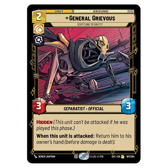 General Grievous Scuttling to Safety card from the Star Wars Unlimited Set Secrets of Power
