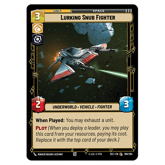 Lurking Snub Fighter card from the Star Wars Unlimited Set Secrets of Power