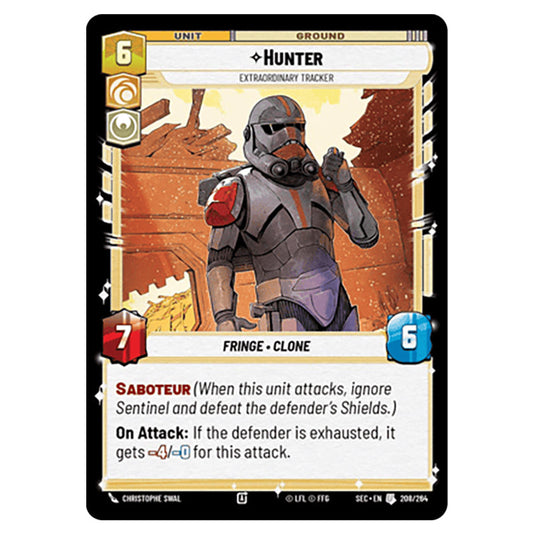 Hunter Extraordinary Tracker card from the Star Wars Unlimited Set Secrets of Power