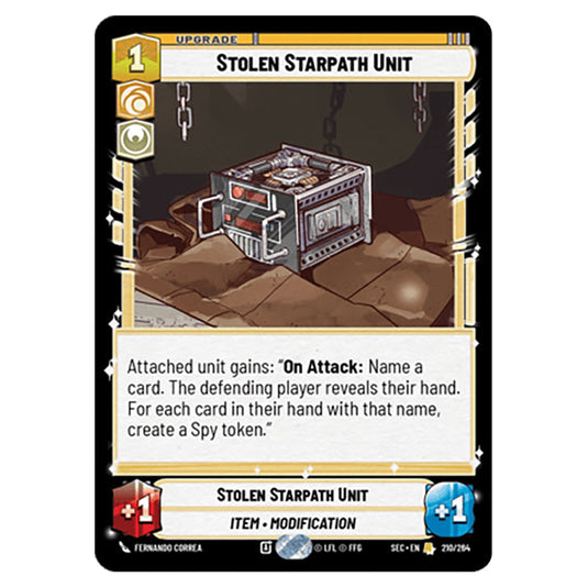 Stolen Starpath Unit card from the Star Wars Unlimited Set Secrets of Power