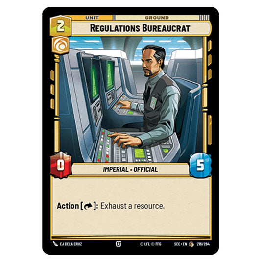 Regulations Bureaucrat card from the Star Wars Unlimited Set Secrets of Power