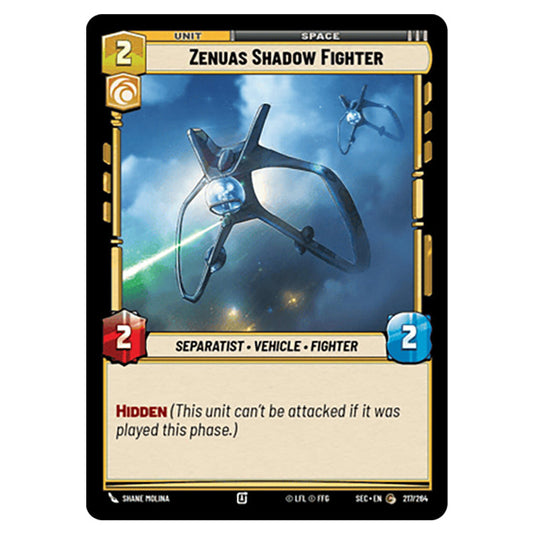 Zenuas Shadow Fighter card from the Star Wars Unlimited Set Secrets of Power