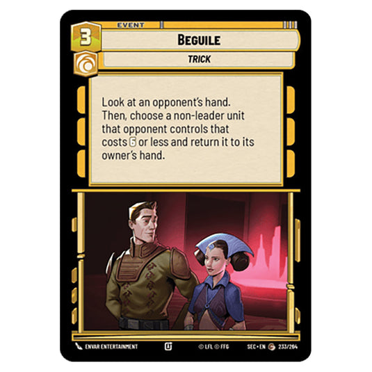 Beguile card from the Star Wars Unlimited Set Secrets of Power