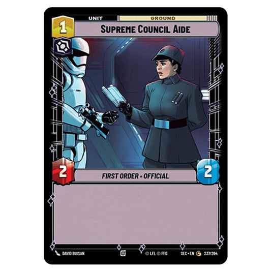 Supreme Council Aide card from the Star Wars Unlimited Set Secrets of Power