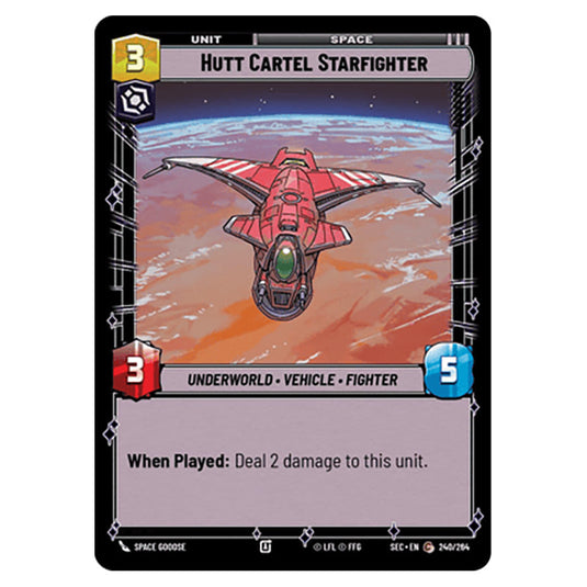Hutt Cartel Starfighter card from the Star Wars Unlimited Set Secrets of Power