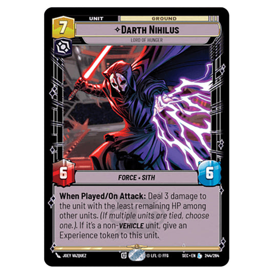 Darth Nihilus Lord of Hunger card from the Star Wars Unlimited Set Secrets of Power