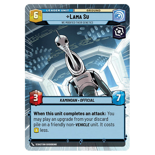 Lama Su We Modified Their Genetics card from the Star Wars Unlimited Set Secrets of Power