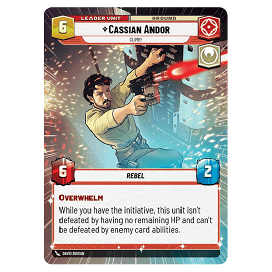 Cassian Andor Climb! card from the Star Wars Unlimited Set Secrets of Power