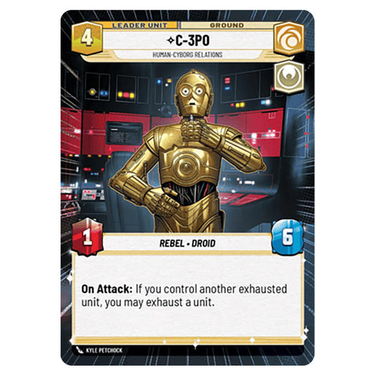 C-3POHuman-Cyborg Relations card from the Star Wars Unlimited Set Secrets of Power