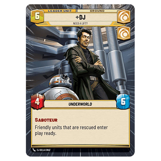 DJ Need a Lift? card from the Star Wars Unlimited Set Secrets of Power