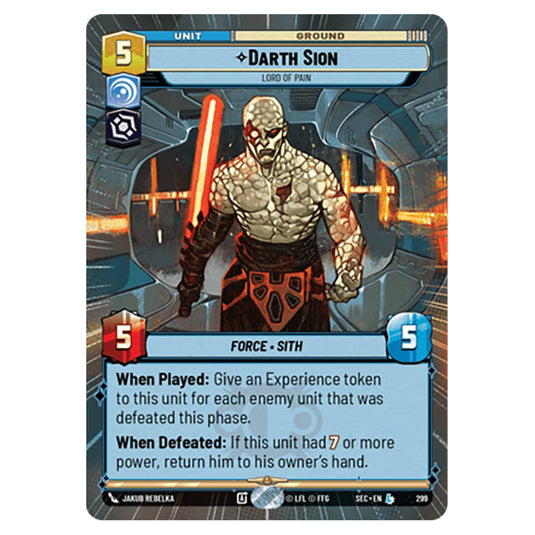 Darth Sion Lord of Pain card from the Star Wars Unlimited Set Secrets of Power