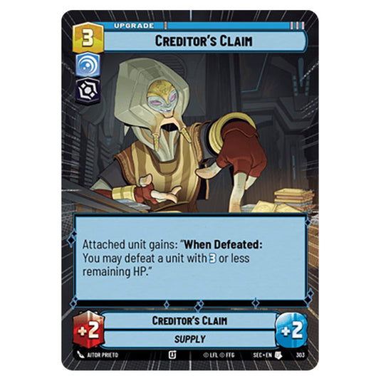 Creditor's Claim card from the Star Wars Unlimited Set Secrets of Power