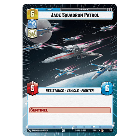 Jade Squadron Patrol card from the Star Wars Unlimited Set Secrets of Power