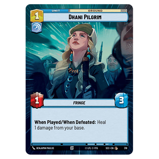Dhani Pilgrim card from the Star Wars Unlimited Set Secrets of Power