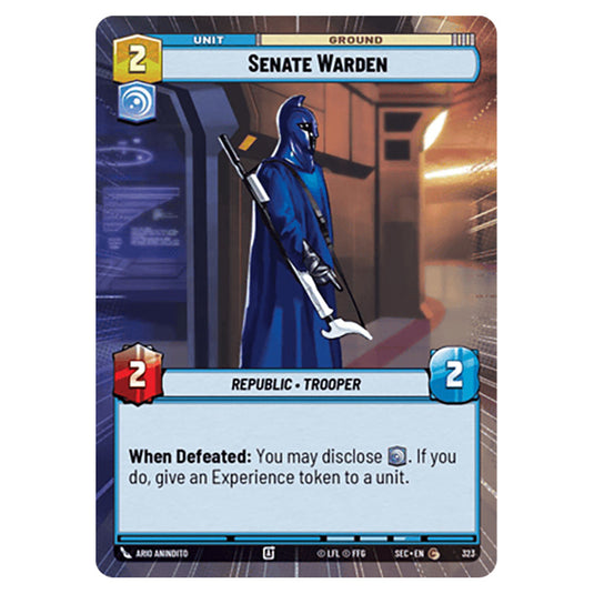 Senate Warden card from the Star Wars Unlimited Set Secrets of Power