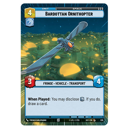 Bardottan Ornithopter card from the Star Wars Unlimited Set Secrets of Power
