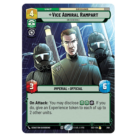 Vice Admiral Rampart On Schedule card from the Star Wars Unlimited Set Secrets of Power