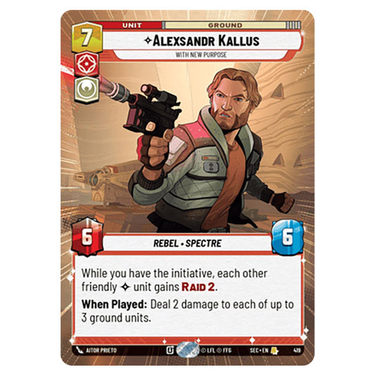 Alexsandr Kallus With New Purpose card from the Star Wars Unlimited Set Secrets of Power