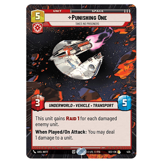 Punishing One Takes No Prisoners card from the Star Wars Unlimited Set Secrets of Power